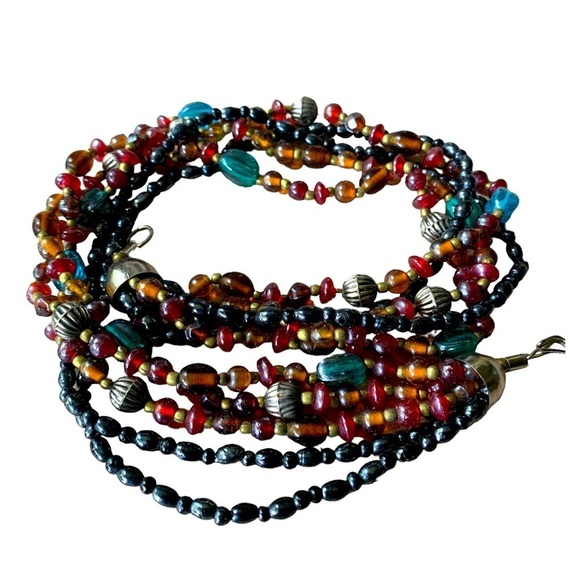 Multi Strand Bead Necklace Hematite and Glass - Picture 4 of 5